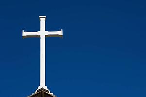 Holy cross on steeple of church, Canada