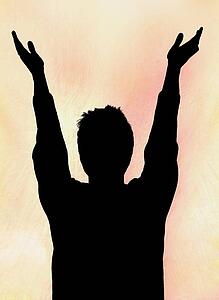 Man with hands raised
