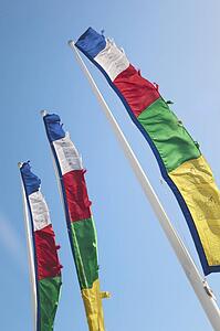 Prayer flags, Benalmadena, Costa del Sol, Malaga Province, Spain