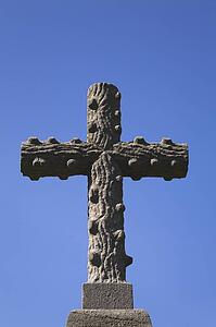 Cement cross in a cemetery; Laval, Quebec, Canada