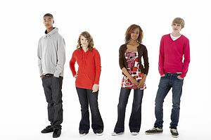 Group Of Four Teenagers In Studio