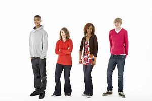 Group Of Four Teenagers In Studio