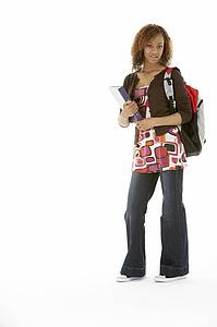 Full Length Studio Portrait Of Female Teenage Student