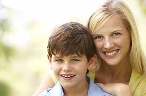 Portrait Of Mother And Son In Park
