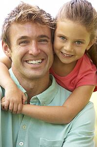 Portrait Of Father And Daughter In Park