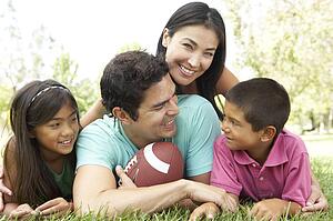 Family In Park With American Football