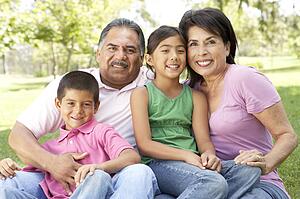 Grandparents In Park With Grandchildren