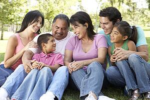 Portrait Of Extended Family Group In Park