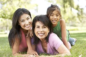 Grandmother With Daughter And Granddaughter In Park