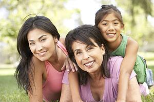 Grandmother With Daughter And Granddaughter In Park