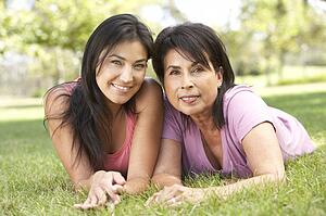 Senior Woman With Adult Daughter In Park