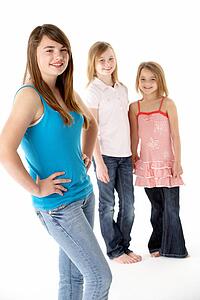 Group Of Girls Together In Studio