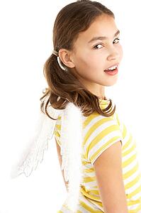 Young Girl Wearing Angel Wings