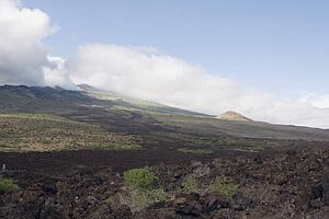 haleakala, maui, hawaii; lava field on the side of a volcano