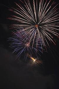 crowsnest pass, alberta, canada; fireworks show called 'thunder in the valley'