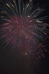 crowsnest pass, alberta, canada; fireworks show called 'thunder in the valley'