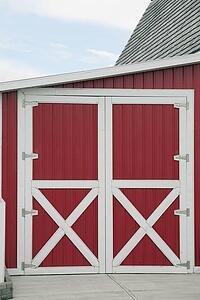 alberta, canada; red barn with white trim
