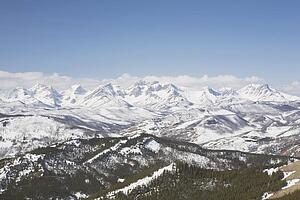 alberta, canada; view of the front range mountains and the foothills from carbondale hill in the winter