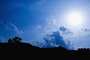 the sun shining through the clouds