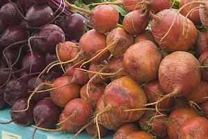 red and purple beets (beta vulgaris)