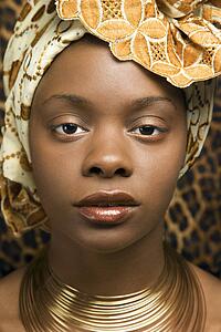 Close-up of Young Woman in Traditional African Dress