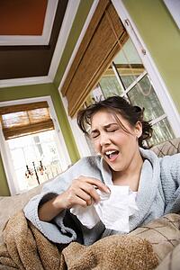 Sick Woman Sneezing