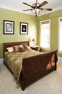 Green Bedroom With Ceiling Fan