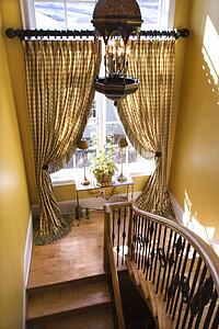 Curtained Window on Stair Landing