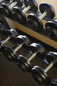 Rows of Hand Weights on Rack