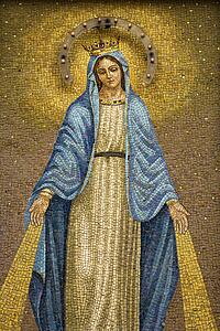 Mosaic of the Virgin Mary Wearing a Crown