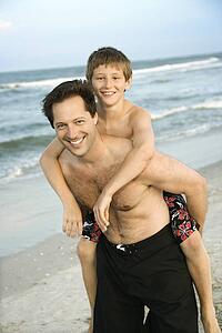 Father and Son at the Beach