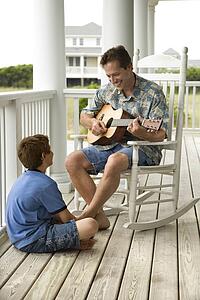 Father and Son on Porch