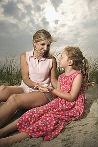 Mother and Daughter at the Beach