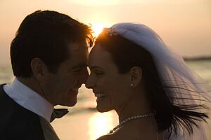 Newlywed Couple on Beach