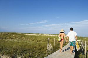 Couple on Beach Boardwalk