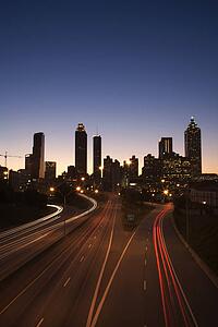 Freeway into Downtown at Night