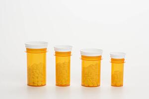 Yellow Medicine Bottles With Pills