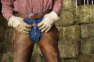 Man in Front of Hay Bales
