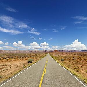 Two Lane Highway Through Desert