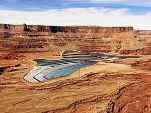 Tailing Ponds in Craggy Landscape