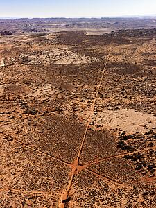 Aerial of Intersecting Dirt Roads