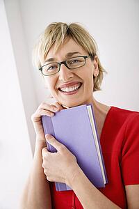 Woman with book.