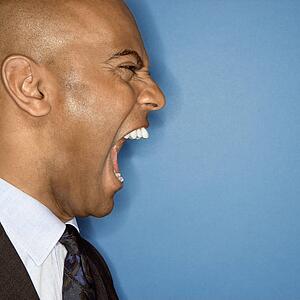 Businessman yelling