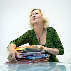Overworked businesswoman