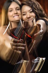 Women with red wine