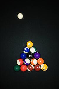 Billiard table with balls