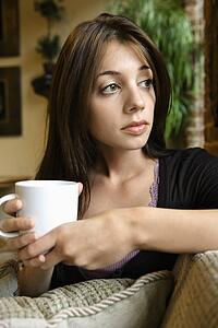 Woman with coffee cup