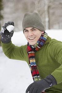 Young Man About To Throw Snowball