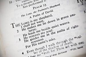 the new american standard bible open to psalm 23