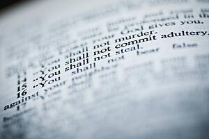 the seventh of the ten commandments from the new american standard bible saying "you shall not commit adultery"
